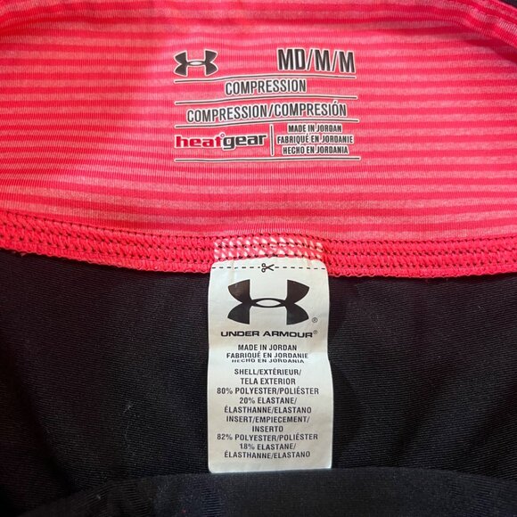 Under Armour HeatGear Compression Capris Black & Pink Stripe Womens Size M - Picture 3 of 5